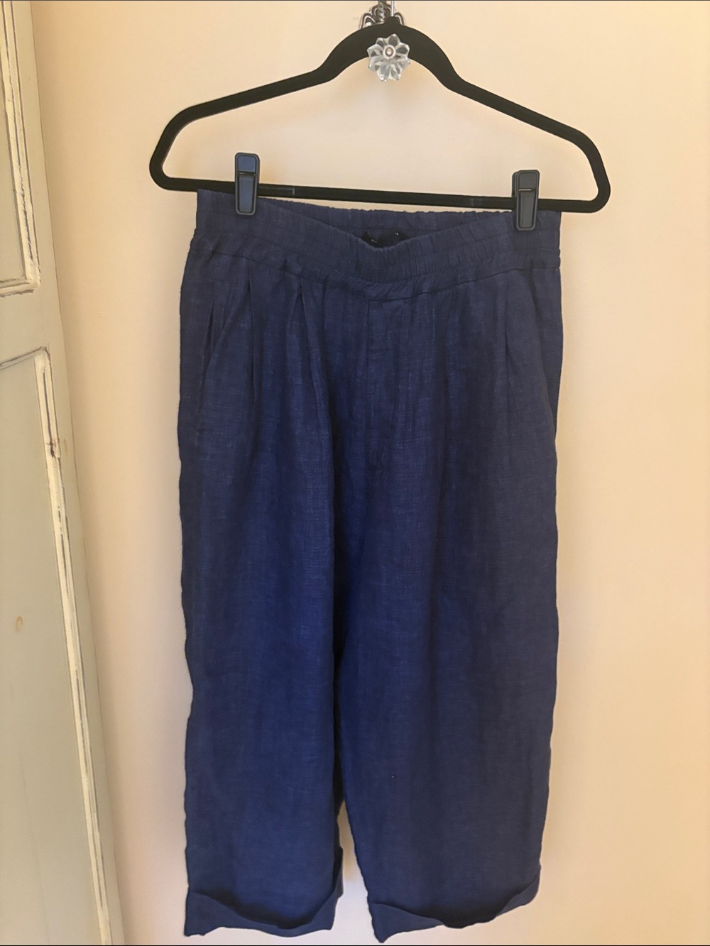 Album di Famiglia wide linen drawstring pants Size Small denim blue